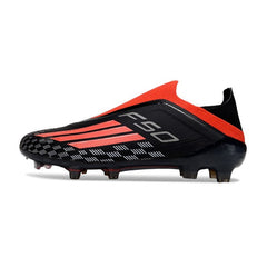 Chuteira Campo FG Adidas F50 Sem Cadarço Elite Preta e Vermelha Infantil