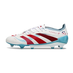 Chuteira Campo FG Adidas Predator 25 Elite Branca, Vermelha e Azul