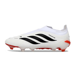 Chuteira Campo FG Adidas Predator 26 Elite Sem Cadarço Branca, Laranja e Preta