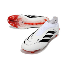 Chuteira Campo FG Adidas Predator 26 Elite Sem Cadarço Branca, Laranja e Preta