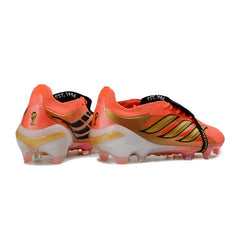 Chuteira Campo FG Adidas Predator 26 Elite Com Língua Laranja e Dourada