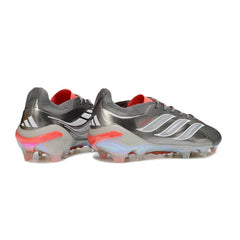 Chuteira Campo FG Adidas Predator 26 Elite Prateado e Branco