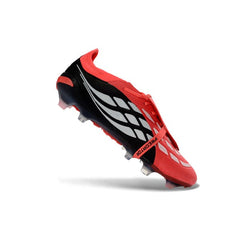 Chuteira Campo FG Adidas Predator 26 Elite Com Língua Preta e Vermelha