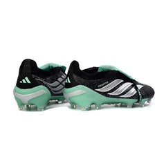Chuteira Campo FG Adidas Predator 26 Elite Com Língua Preta, Branca e Verde