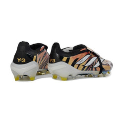 Chuteira Campo FG Adidas Predator 26 Elite Com Língua Preta, Branca e Laranja
