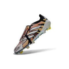 Chuteira Campo FG Adidas Predator 26 Elite Com Língua Preta, Branca e Laranja