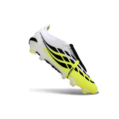 Chuteira Campo FG Adidas Predator 26 Elite Com Língua Preta, Amarela e Branca