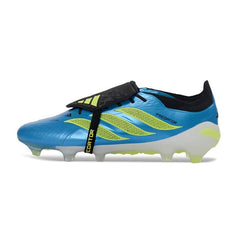 Chuteira Campo FG Adidas Predator 26 Elite Com Língua Azul, Branca e Preta Infantil