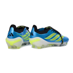 Chuteira Campo FG Adidas Predator 26 Elite Com Língua Azul, Branca e Preta Infantil