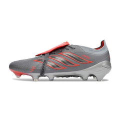 Chuteira Campo FG Adidas Predator 26 Elite Com Língua Cinza e Laranja