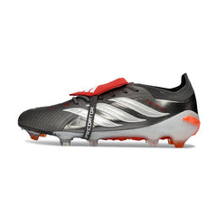 Chuteira Campo FG Adidas Predator 26 Elite Com Língua Cinza, Laranja e Branca