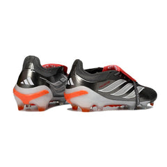 Chuteira Campo FG Adidas Predator 26 Elite Com Língua Cinza, Laranja e Branca