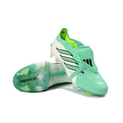 Chuteira Campo FG Adidas Predator 26 Elite Com Língua Verde-Clara e Branca Infantil
