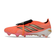 Chuteira Campo FG Adidas Predator 26 Elite Com Língua Laranja, Preta e Dourada