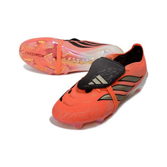 Chuteira Campo FG Adidas Predator 26 Elite Com Língua Laranja, Preta e Dourada