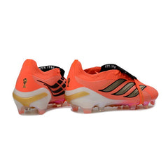 Chuteira Campo FG Adidas Predator 26 Elite Com Língua Laranja, Preta e Dourada