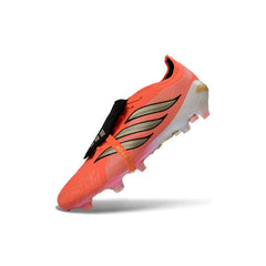 Chuteira Campo FG Adidas Predator 26 Elite Com Língua Laranja, Preta e Dourada