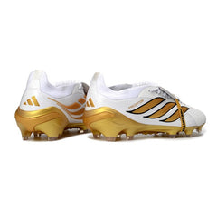 Chuteira Campo FG Adidas Predator 26 Elite Com Língua Branca e Dourada