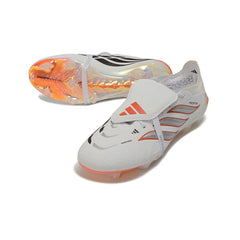 Chuteira Campo FG Adidas Predator 26 Elite Com Língua Branco e Laranja