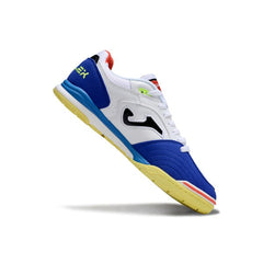 Chuteira Futsal IC Joma Top Flex Rebound Branca Azul e Amarela
