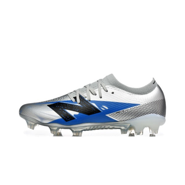 Chuteira Campo FG New Balance Furon Team V8 Prateada e Azul