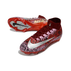 Chuteira Campo FG Nike Air Zoom Mercurial Superfly 10 Elite Vermelha-Escura e Prateada