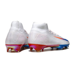 Chuteira Campo FG Nike Air Zoom Mercurial Superfly 10 Elite Branca, Azul e Vermelha