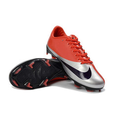 Chuteira Campo FG Nike Air Zoom Mercurial Vapor 16 Elite Vermelha e Prateada Infantil