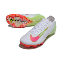 Chuteira Campo FG Nike Air Zoom Mercurial Vapor 16 Elite Branca, Rosa e Verde