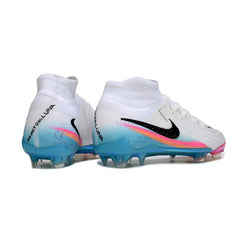 Chuteira Campo FG Nike Phantom Luna 2 Elite Branca Azul-Clara e Rosa