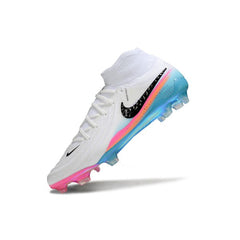 Chuteira Campo FG Nike Phantom Luna 2 Elite Branca Azul-Clara e Rosa