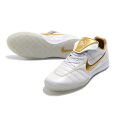 Chuteira Futsal IC Nike Tiempo 7 R10 Elite Branca e Dourada