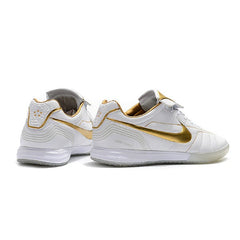Chuteira Futsal IC Nike Tiempo 7 R10 Elite Branca e Dourada