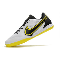 Chuteira Futsal IC Nike Tiempo Legend 9 Elite Branca Preta e Amarela