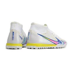 Chuteira Society TF Nike Zoom Mercurial Superfly 9 Academy Branca e Multicolorida