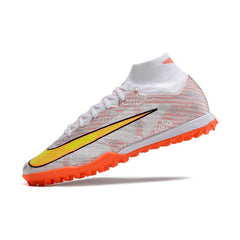 Chuteira Society TF Nike Zoom Mercurial Superfly 9 Elite Prateada e Laranja
