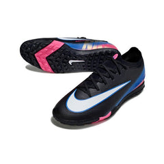 Chuteira Society TF Nike Zoom Mercurial Vapor 16 Elite Preta, Azul e Rosa