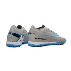 Chuteira Society TF Nike Zoom Mercurial Vapor 16 Elite Cinza e Azul-Clara