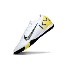 Chuteira Society TF Nike Zoom Mercurial Vapor 16 Elite Pack Mbappe Branca e Amarela