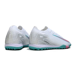 Chuteira Society TF Nike Zoom Mercurial Vapor 16 Elite Branca, Azul e Rosa