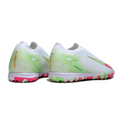 Chuteira Society TF Nike Zoom Mercurial Vapor 16 Elite Branca, Verde e Rosa