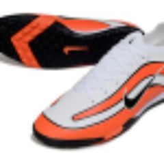 Chuteira Society TF Nike Zoom Mercurial Vapor 16 Elite Branca Laranja e Preta