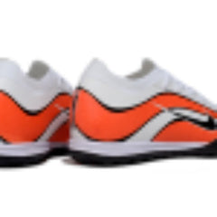 Chuteira Society TF Nike Zoom Mercurial Vapor 16 Elite Branca Laranja e Preta