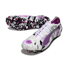 Chuteira Campo FG Puma Ultra 5 Carbon Branca Roxa e Preta