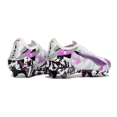 Chuteira Campo FG Puma Ultra 5 Carbon Branca Roxa e Preta