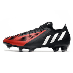 Chuteira Campo Adidas Predator Edge.1 Low FG Preta e Vermelha