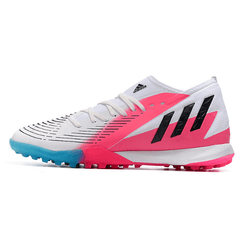 Chuteira Society Adidas Predator Edge.3 TF Branca,Rosa e Azul