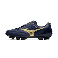 Chuteira Campo Mizuno Wave Ignitus 4 FG Azul e Dourada