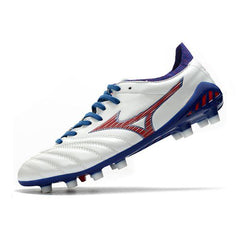 Chuteira Mizuno Morelia Neo III Pro FG Branco, Azul e Vermelho - VN Esportes