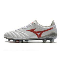 Chuteira Campo Mizuno Morelia Neo III Elite FG Branca e Vermelha